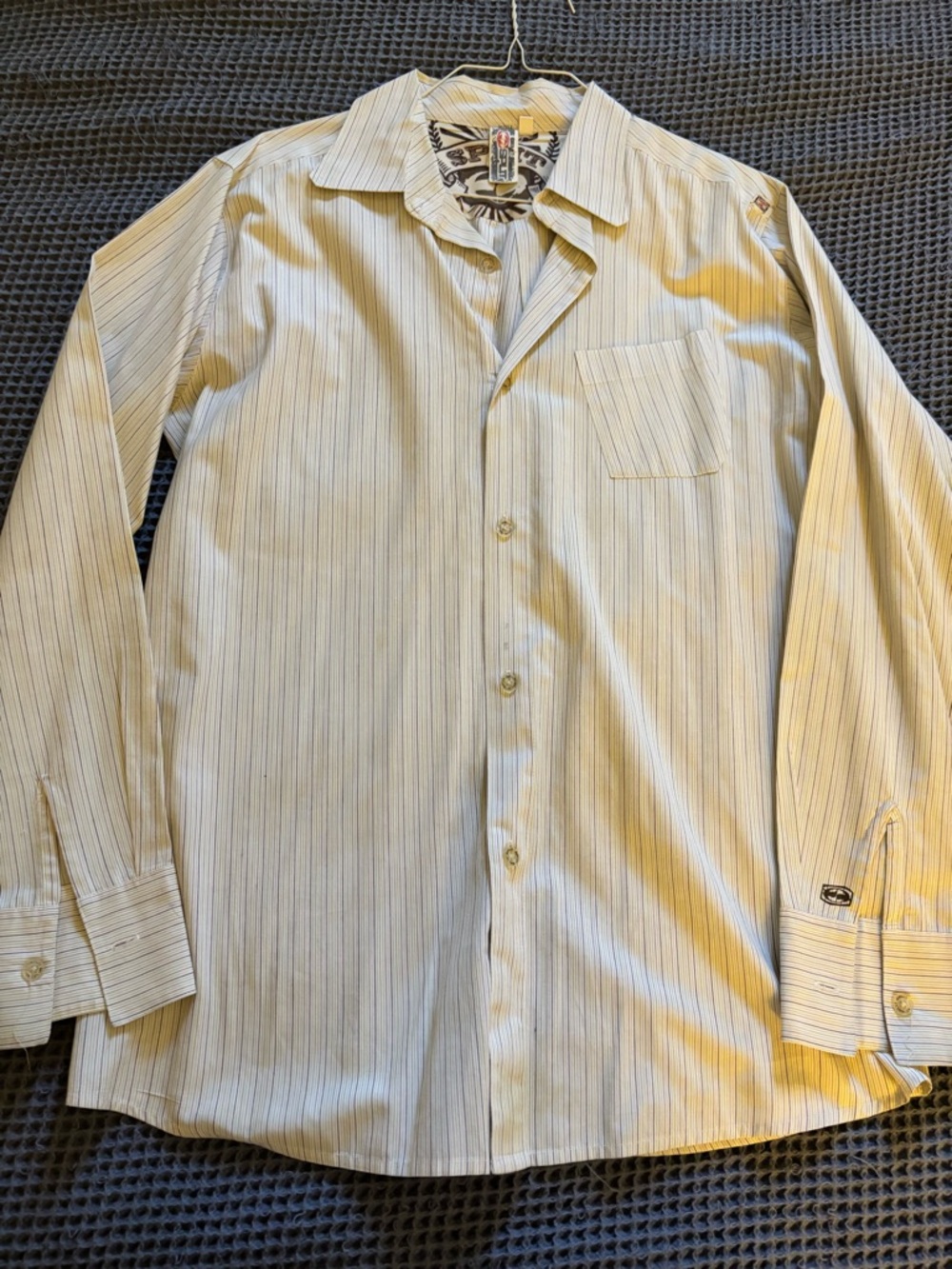 split Men's Cream Pinstripe Dress Shirt
